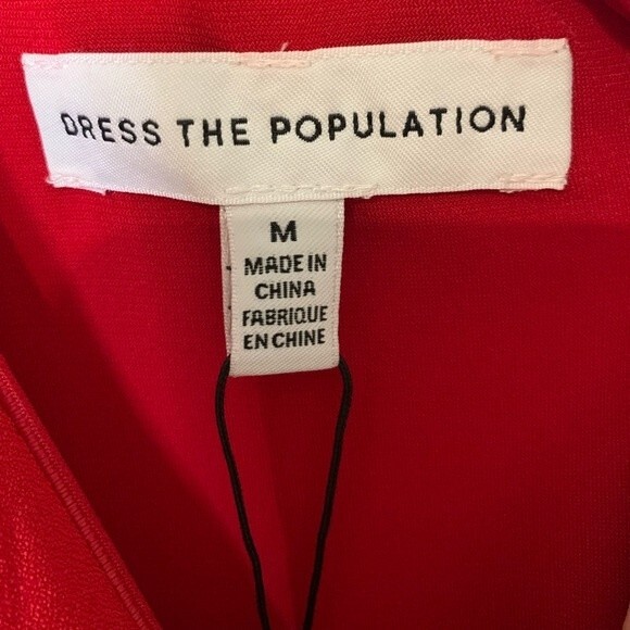 NWT Dress the Population Martin Midi Dress. Size Medium. Color Red - Picture 7 of 7